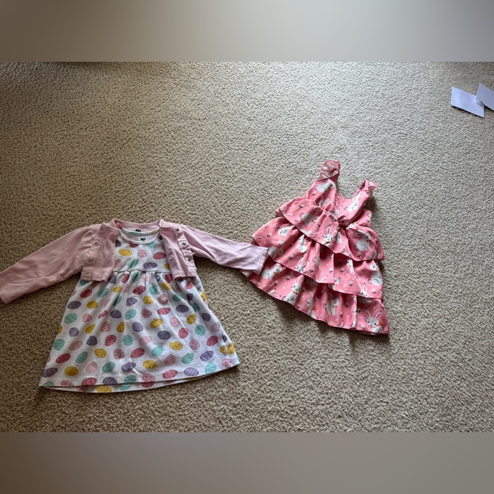 Easter Pink and Multicolor Baby Dresses